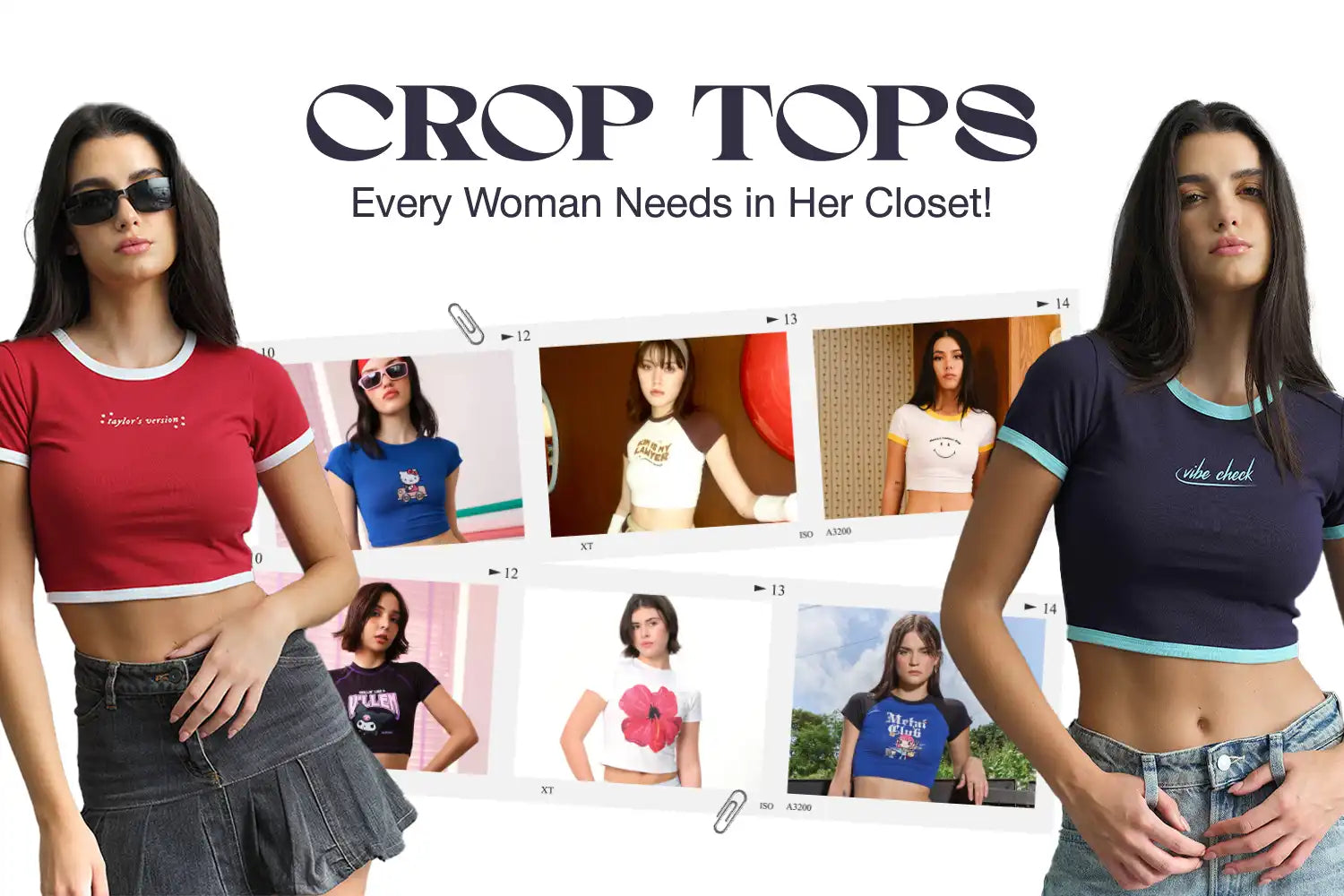 A collection of stylish baby tees and crop tops that every woman should have in her wardrobe for a trendy look.