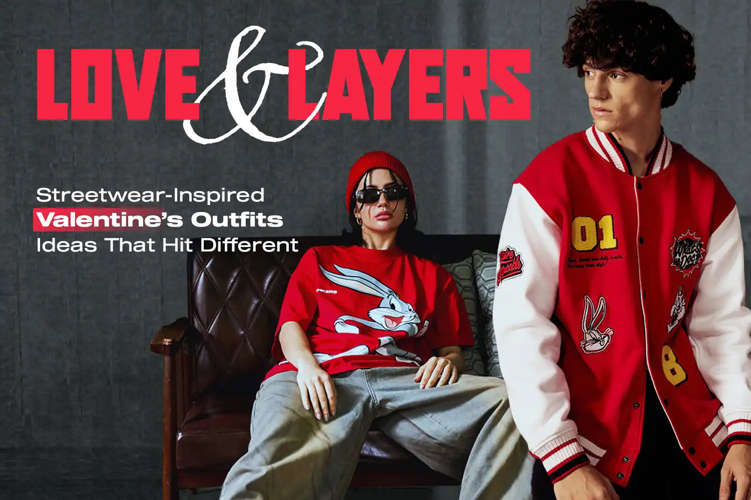 Creative Valentine's Day outfit ideas with layered streetwear styles, perfect for expressing love in a fashionable way.