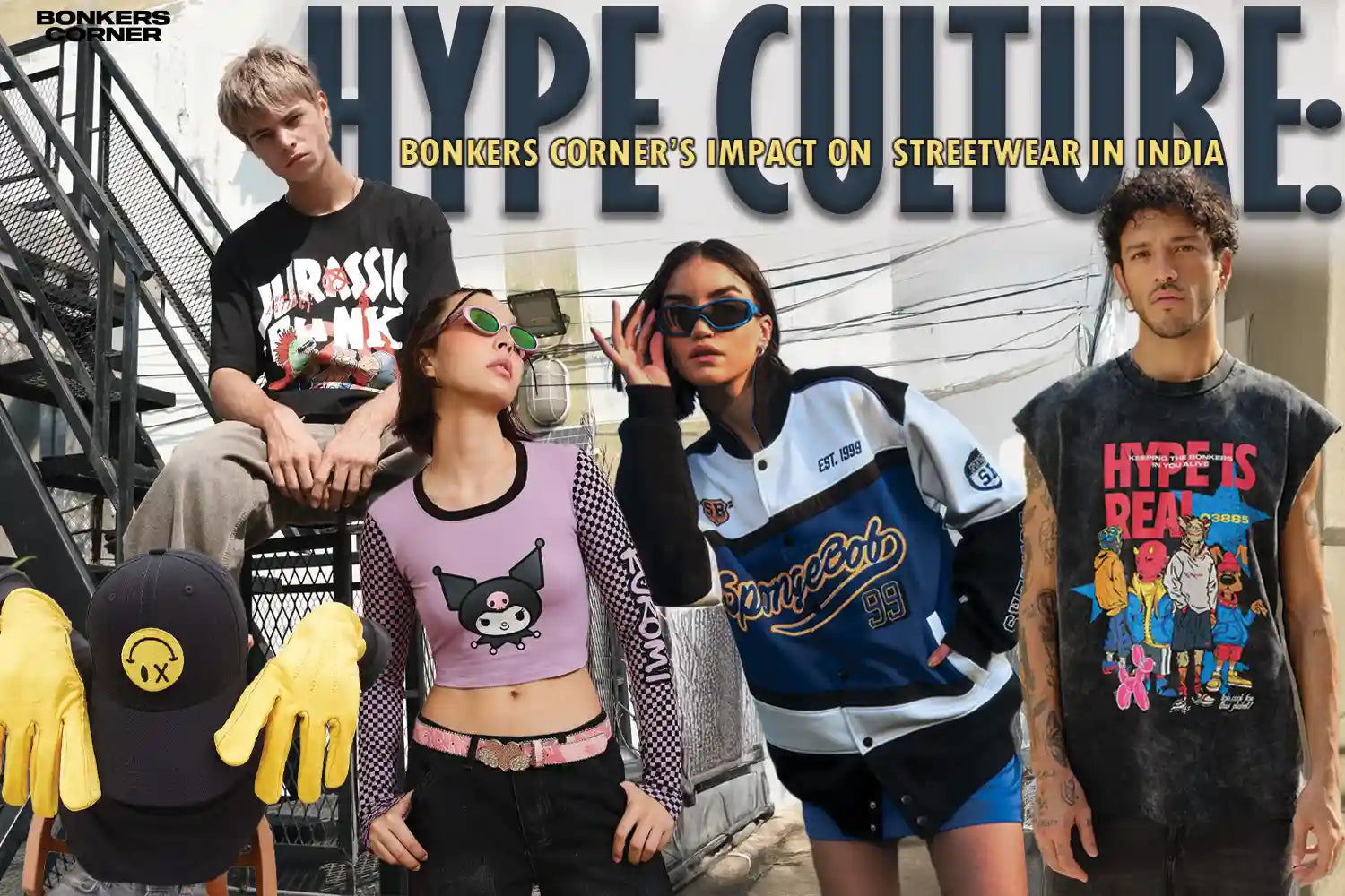 Hype Culture Blog Banner displaying a vibrant group of individuals, highlighting trends in streetwear from Bonkers Impact.