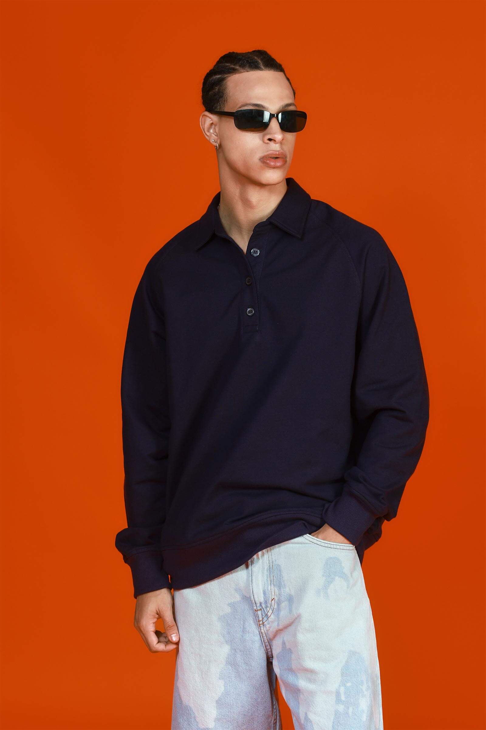 Buy Navy Blue Polo Sweatshirt BonkersCorner - Main Image