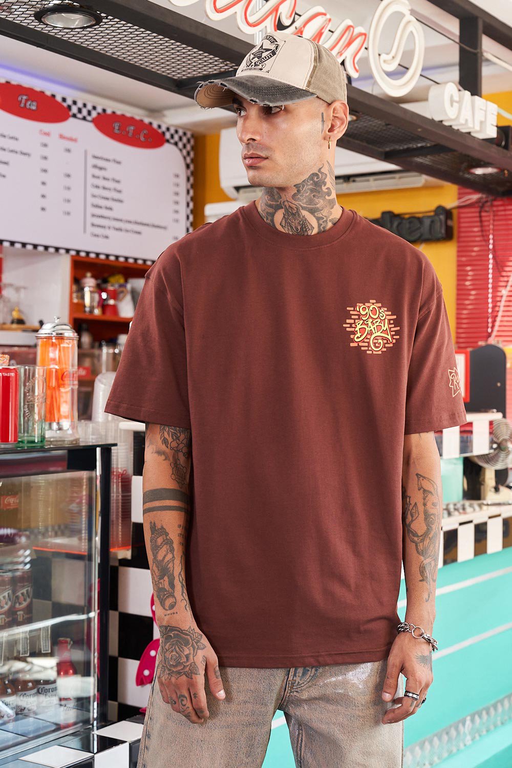 90's Brown Oversized T-Shirt - BonkersCorner