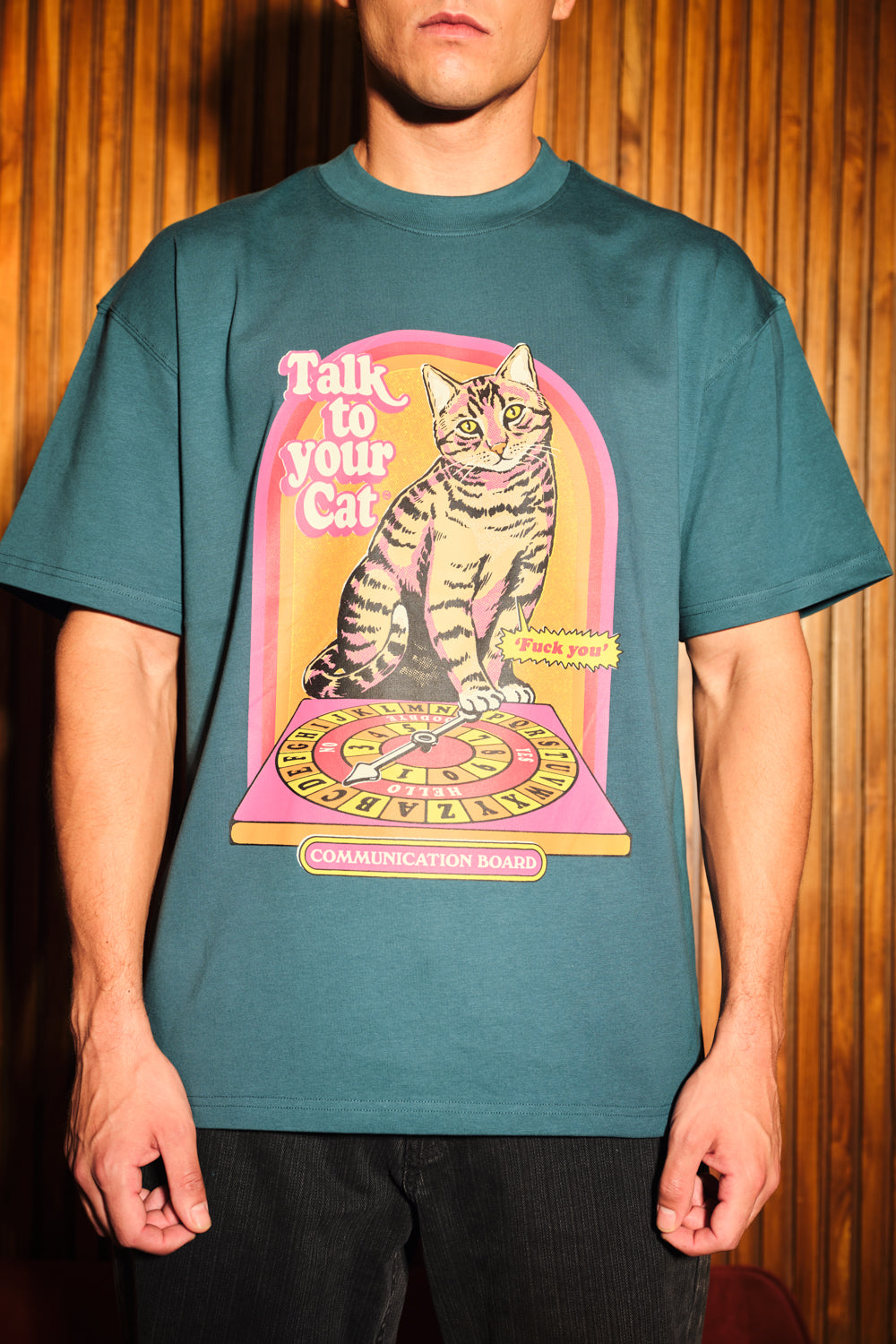 Talk To Your Cat Green Oversized T-Shirt - BonkersCorner