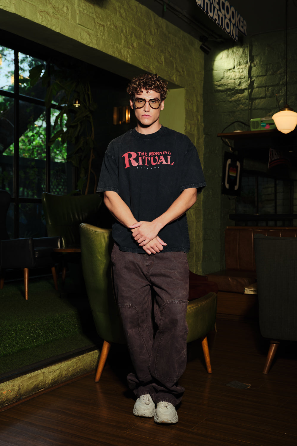 Brew It Right Faded Black Oversized T-shirt - BonkersCorner