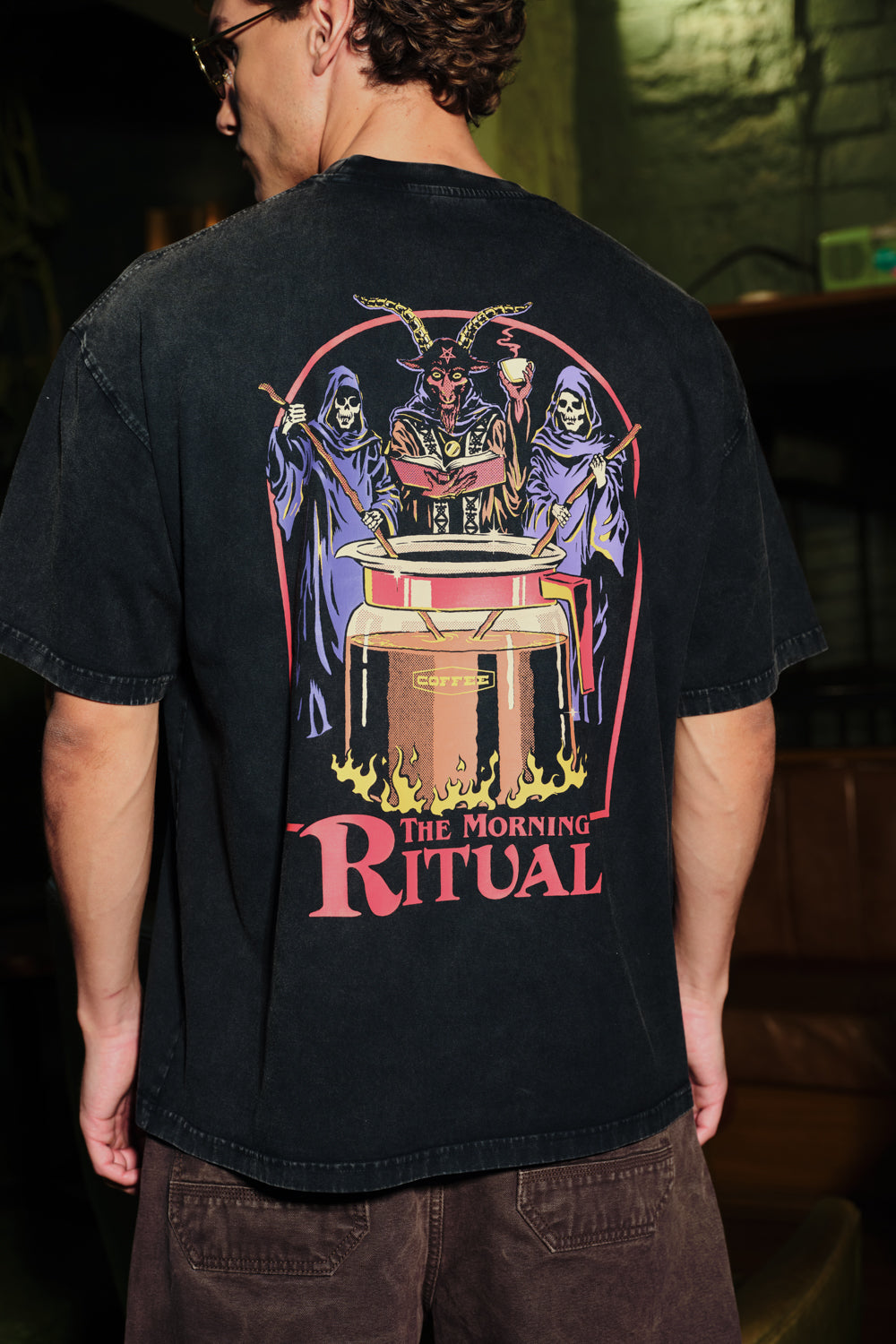 Brew It Right Faded Black Oversized T-shirt - BonkersCorner