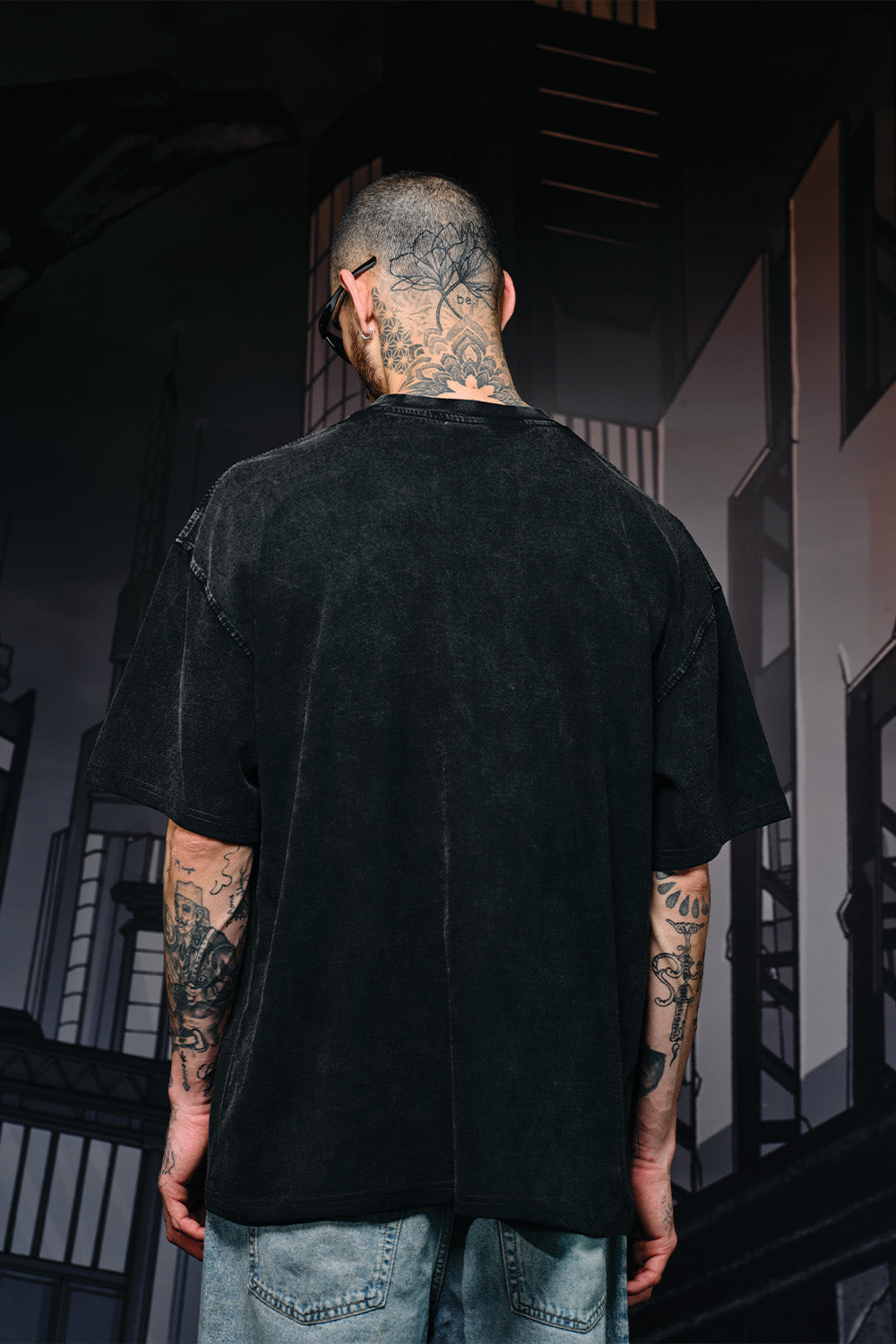 Bat Emblem Faded Oversized T-shirt - BonkersCorner