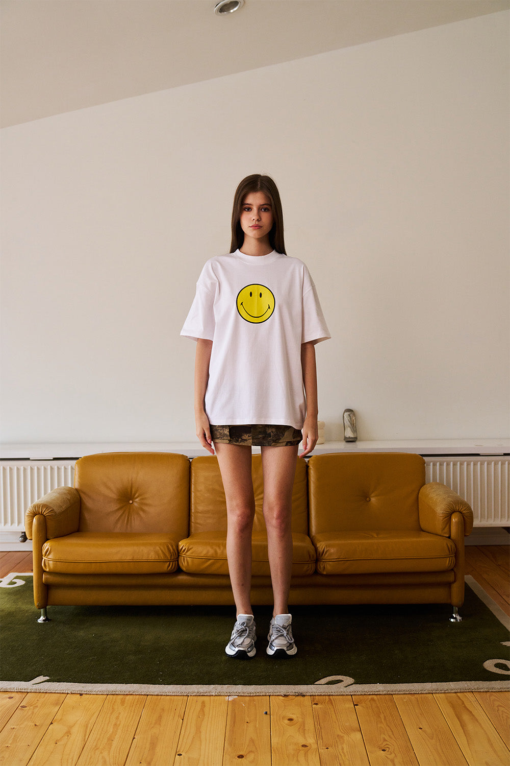 Smiley Originals White 100% Supima Cotton Oversized T-shirt - BonkersCorner