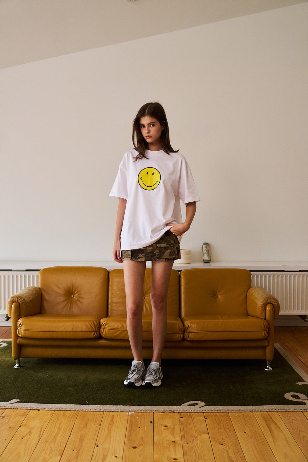Smiley Originals White 100% Supima Cotton Oversized T-shirt - BonkersCorner
