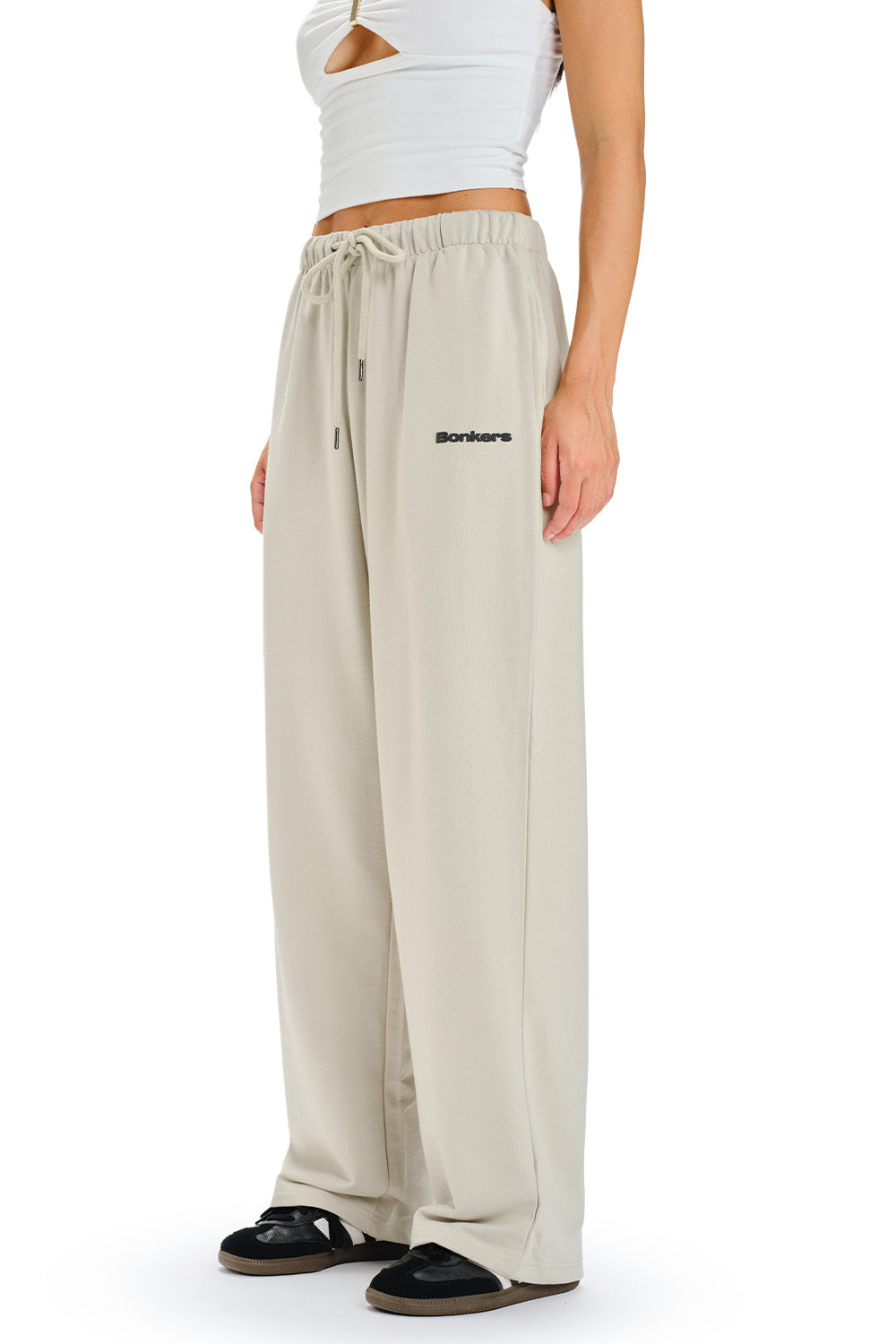Muted White Loose Fit Joggers - BonkersCorner