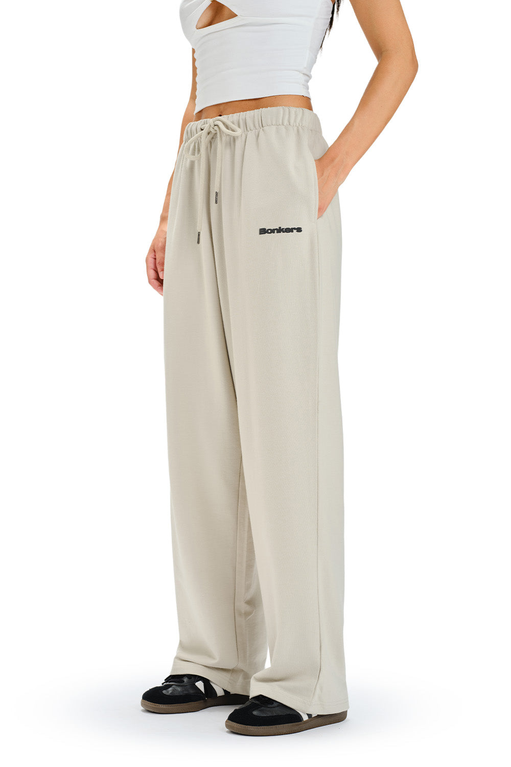 Muted White Loose Fit Joggers - BonkersCorner