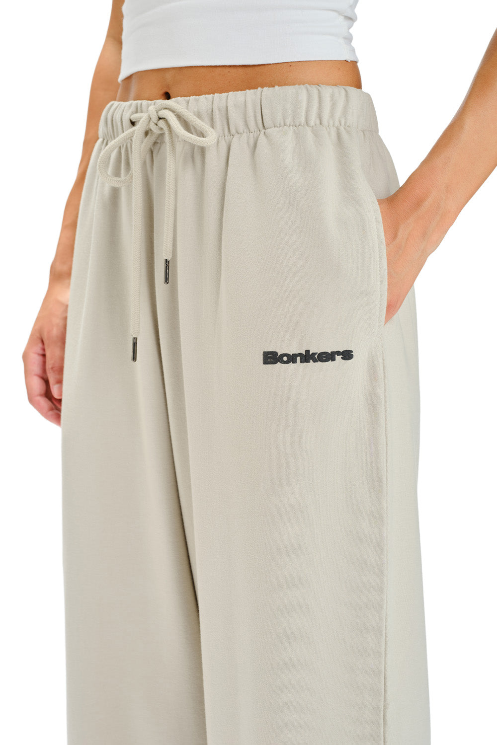 Muted White Loose Fit Joggers - BonkersCorner