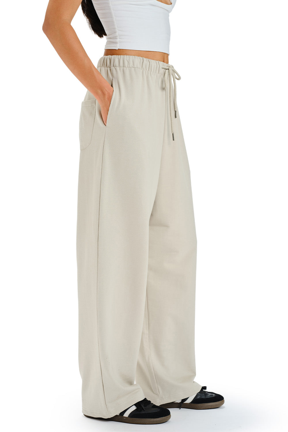 Muted White Loose Fit Joggers - BonkersCorner