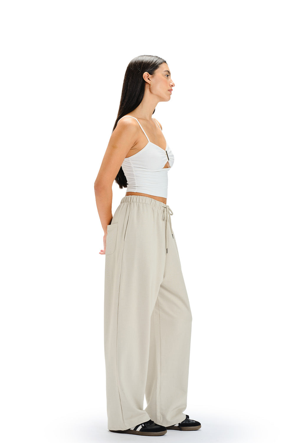 Muted White Loose Fit Joggers - BonkersCorner
