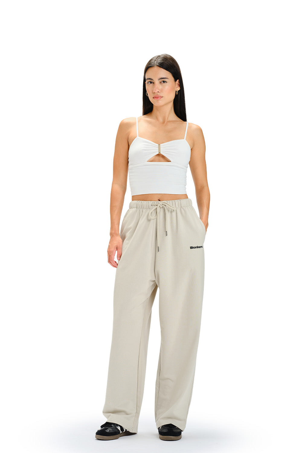Muted White Loose Fit Joggers - BonkersCorner