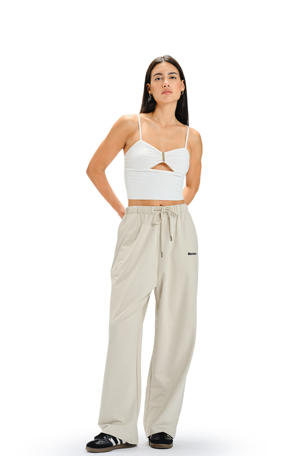 Muted White Loose Fit Joggers - BonkersCorner