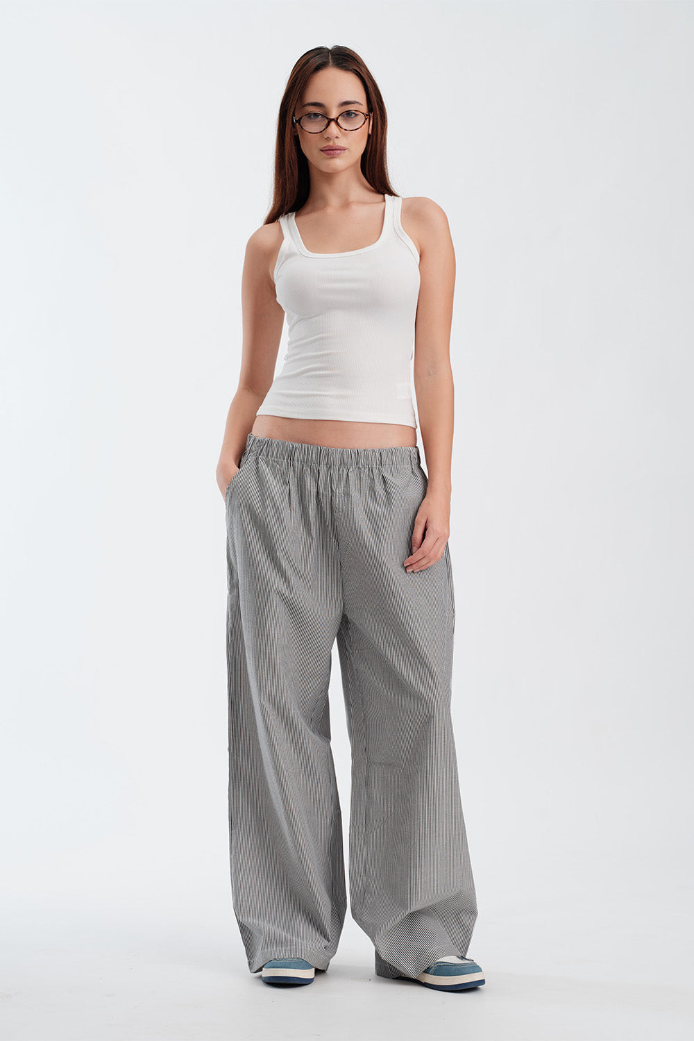 Black Small Striped Pants