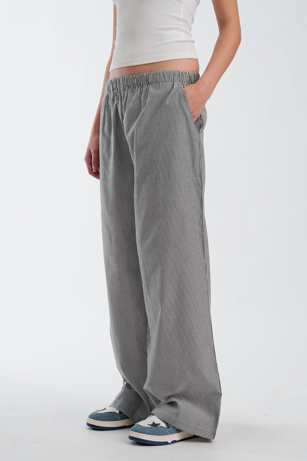Black Small Striped Pants