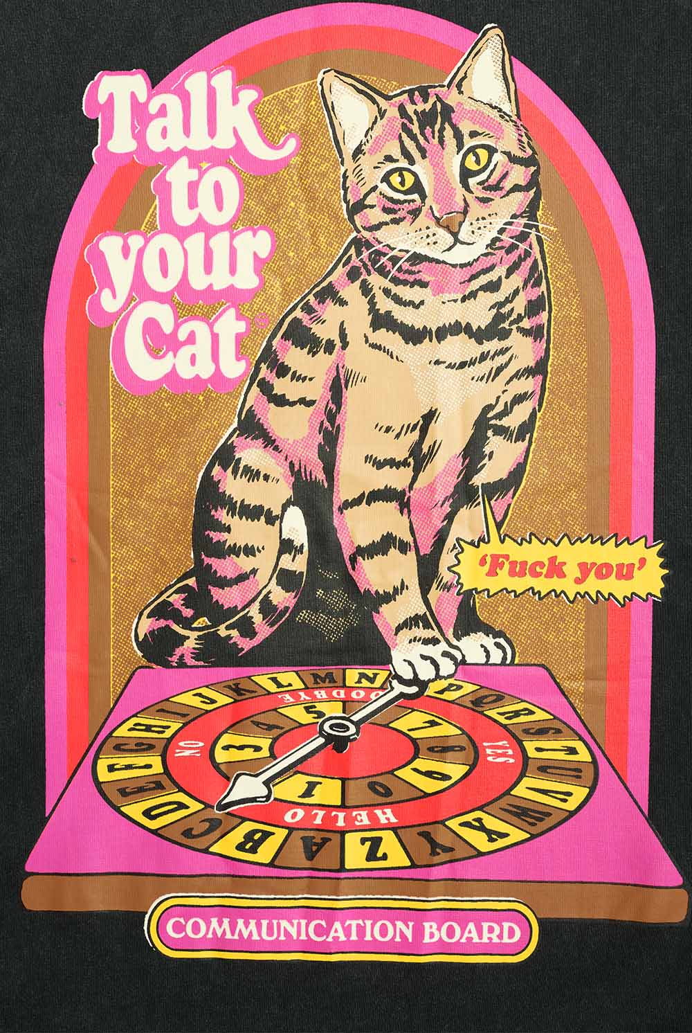 Talk To Your Cat Faded Black Oversized T-Shirt - BonkersCorner