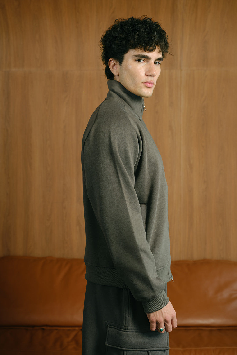 Charcoal High Neck Zipper Jacket - BonkersCorner