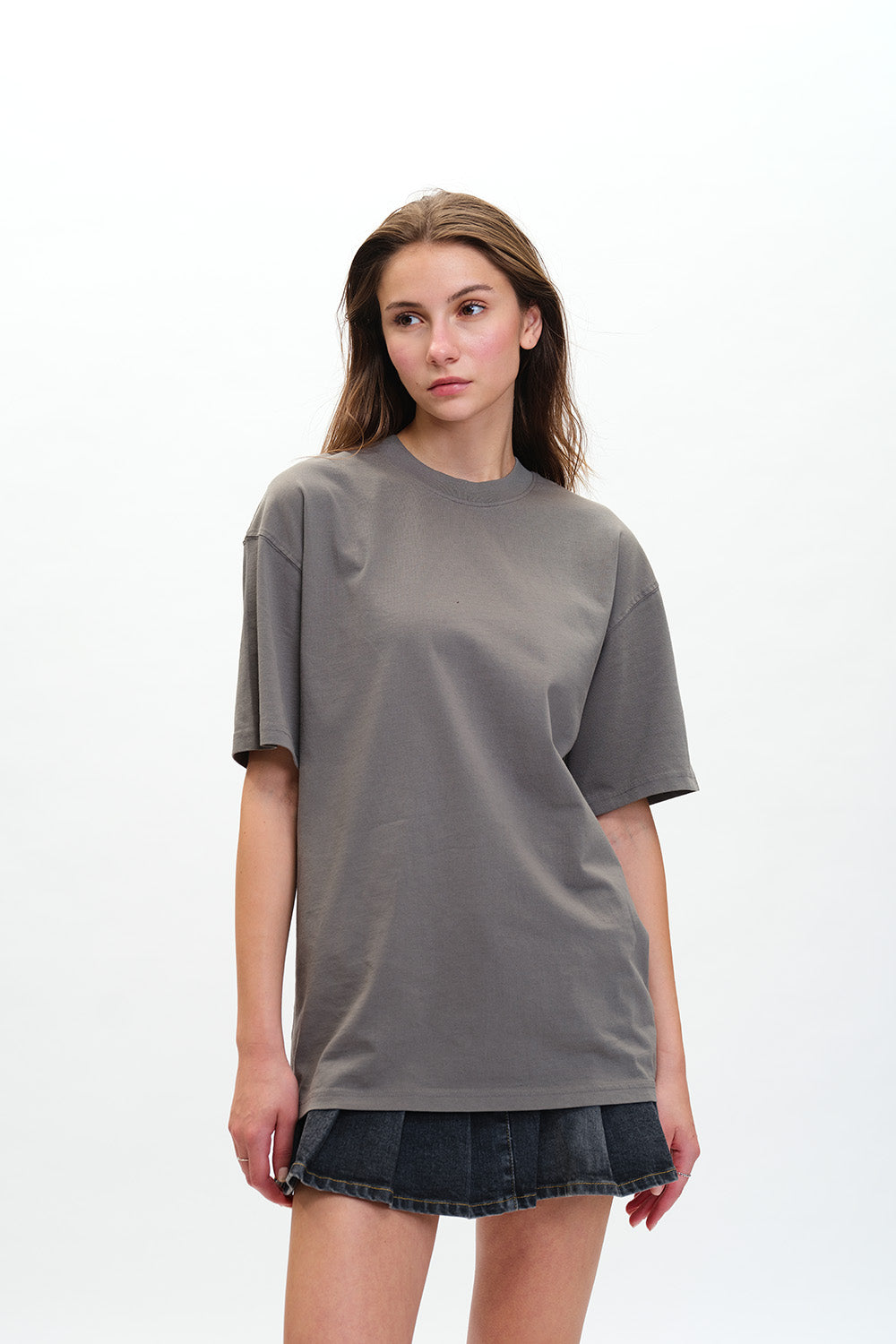 Solid Grey Soft Jersey Oversized T-shirt - BonkersCorner