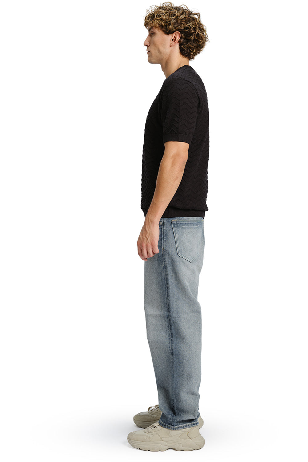 Zigzag Black Knit T-shirt - BonkersCorner