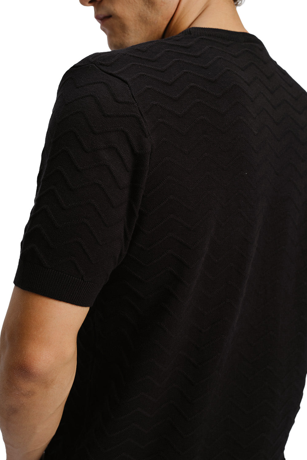 Zigzag Black Knit T-shirt - BonkersCorner