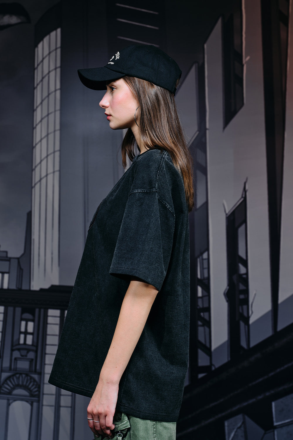 Bat Emblem Faded Oversized T-shirt - BonkersCorner