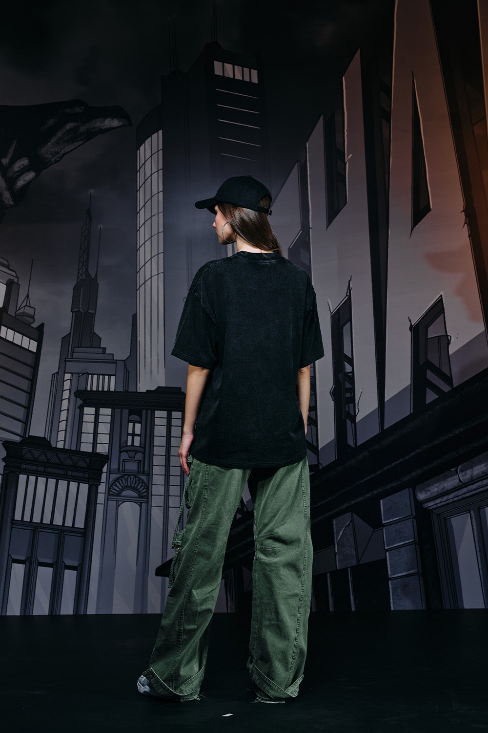 Bat Emblem Faded Oversized T-shirt - BonkersCorner