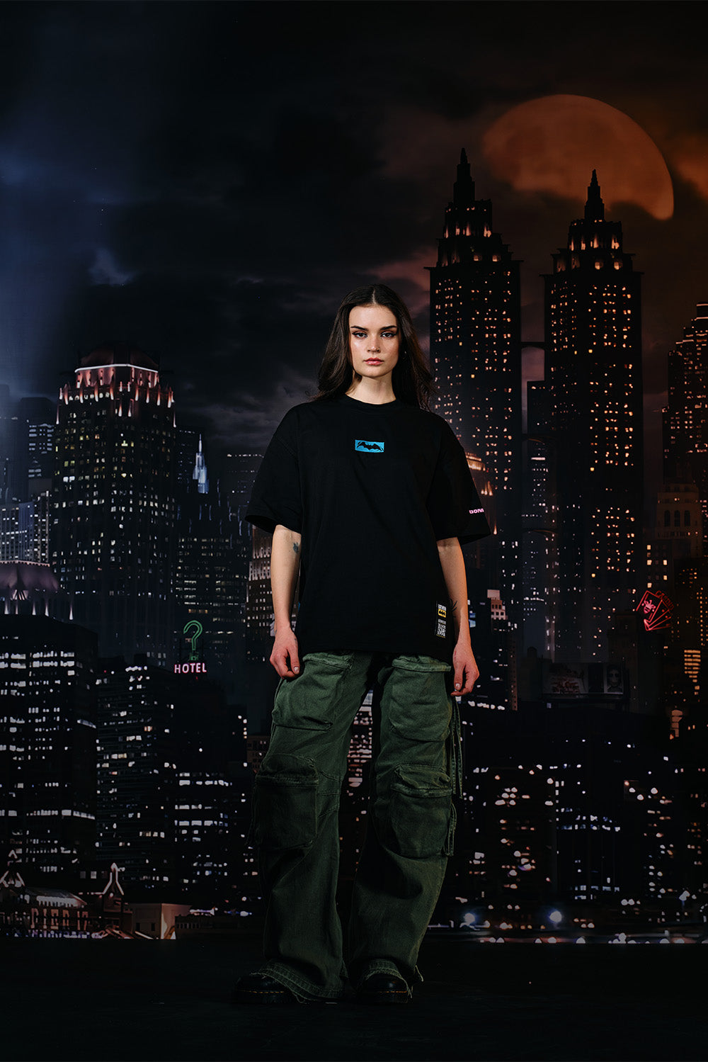 Bat In Dark Oversized T-shirt - BonkersCorner