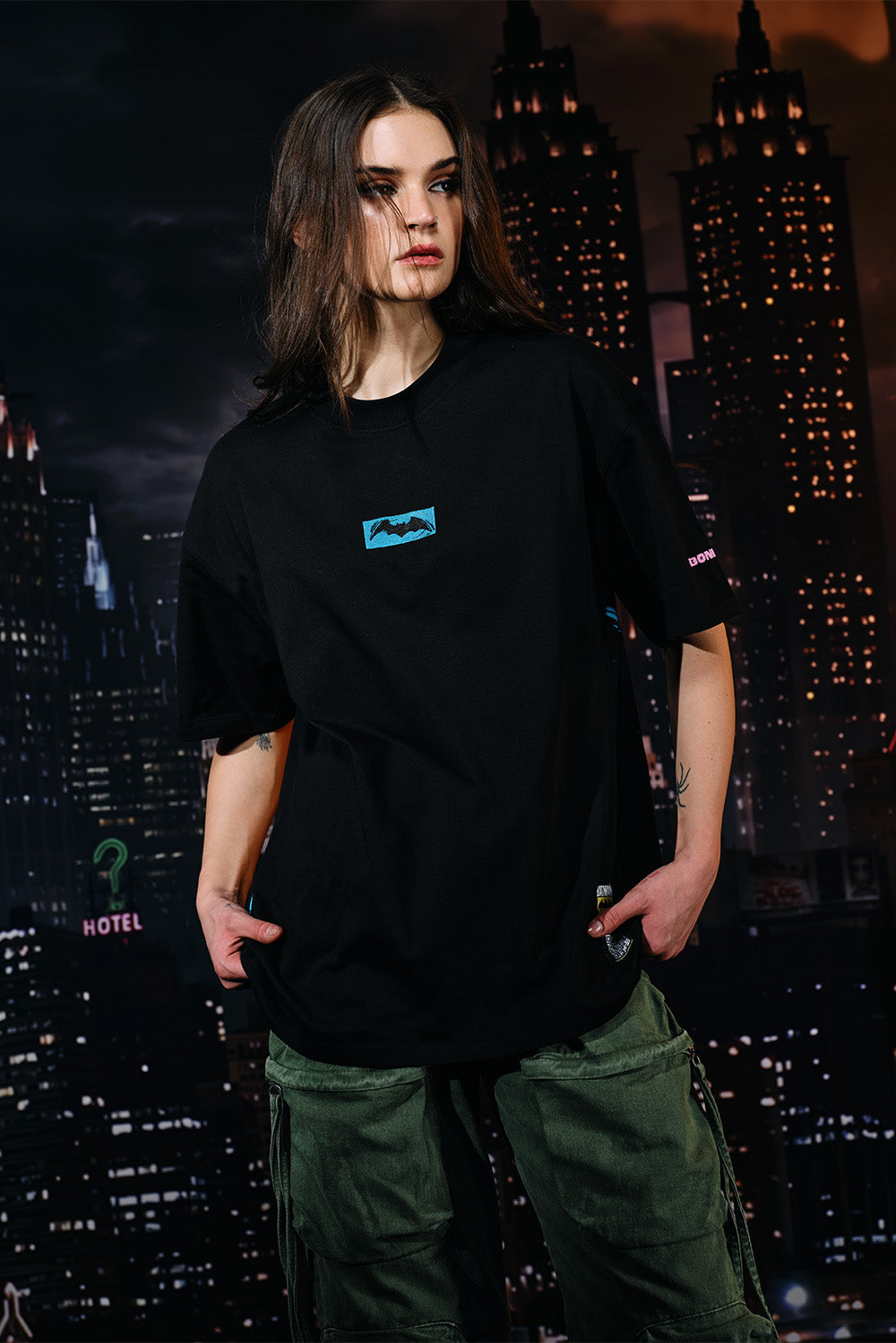 Bat In Dark Oversized T-shirt - BonkersCorner