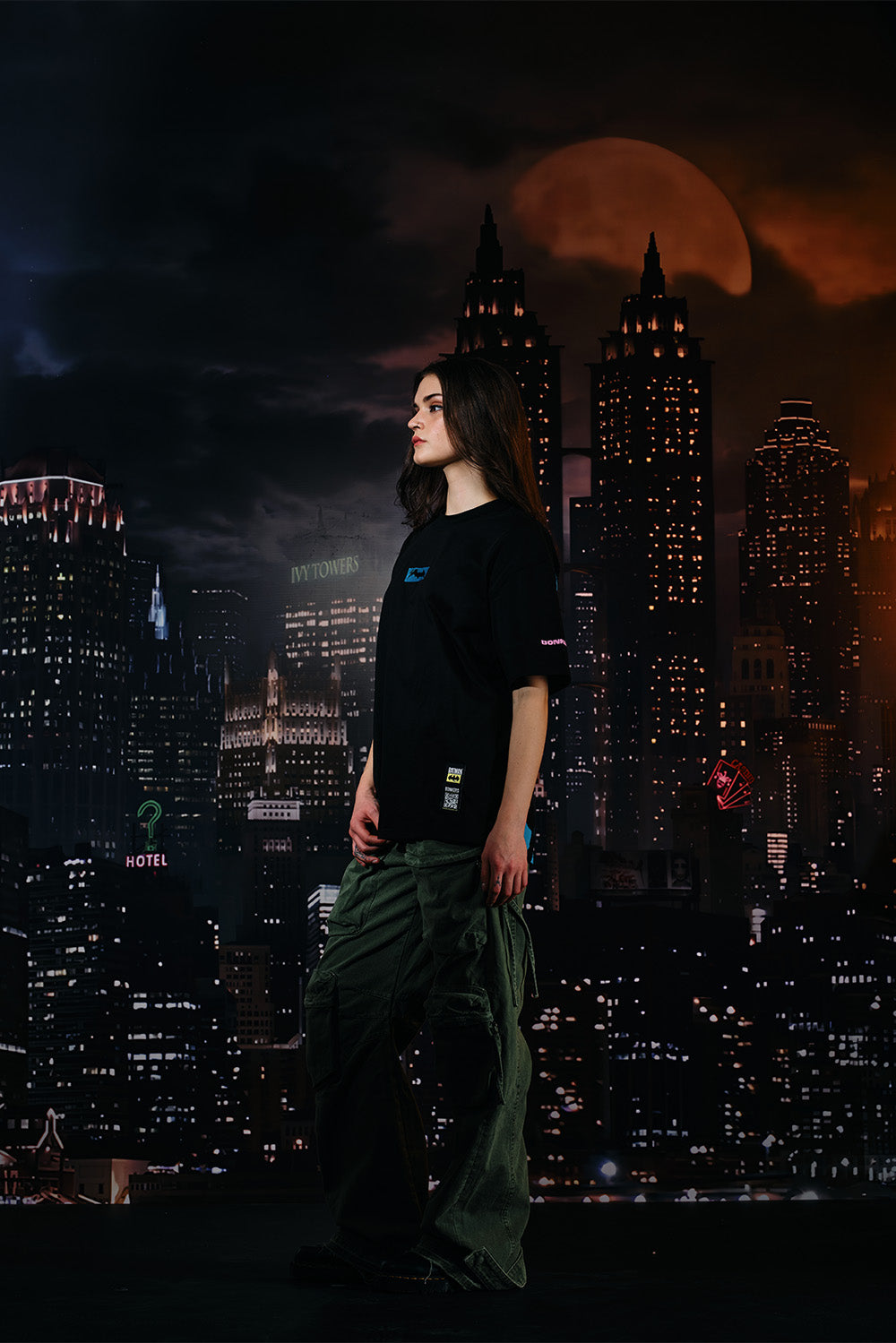 Bat In Dark Oversized T-shirt - BonkersCorner