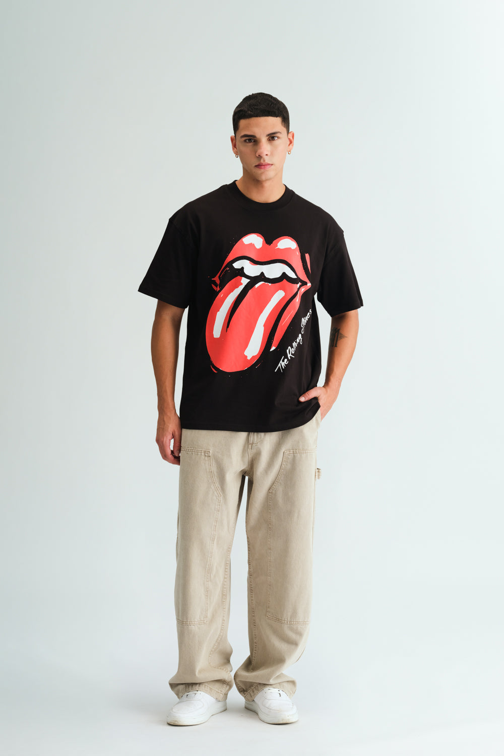 Black Rolling Stones Oversized T-shirt - BonkersCorner