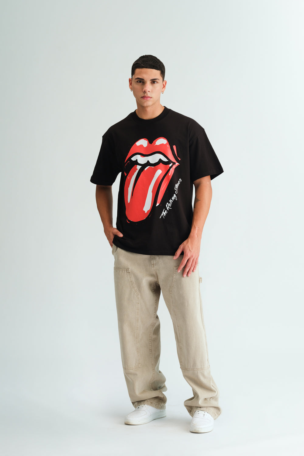 Black Rolling Stones Oversized T-shirt - BonkersCorner