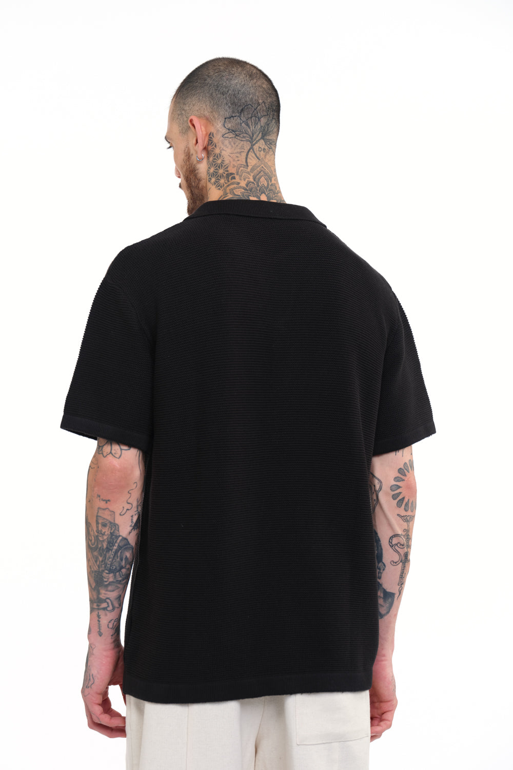 Black Knitted Polo T-shirt - BonkersCorner