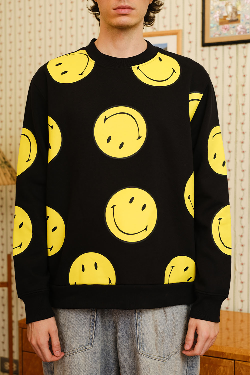Black Smiley Originals All Over Sweatshirt - BonkersCorner