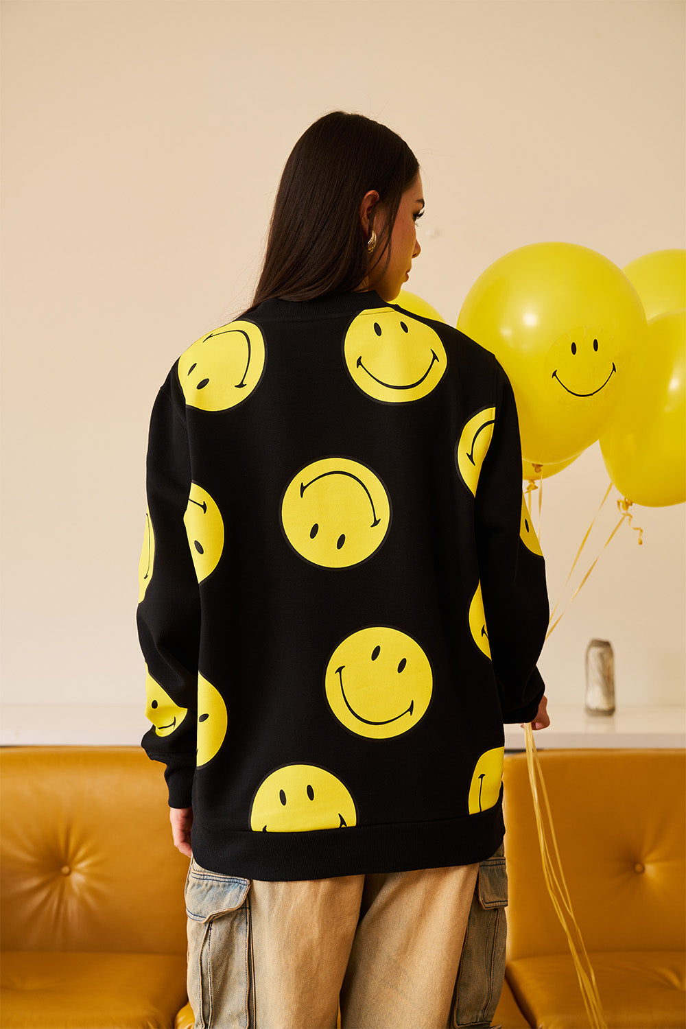 Black Smiley Originals All Over Sweatshirt - BonkersCorner