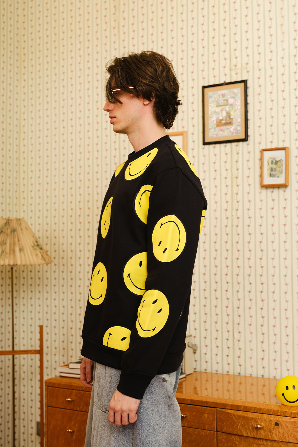 Black Smiley Originals All Over Sweatshirt - BonkersCorner