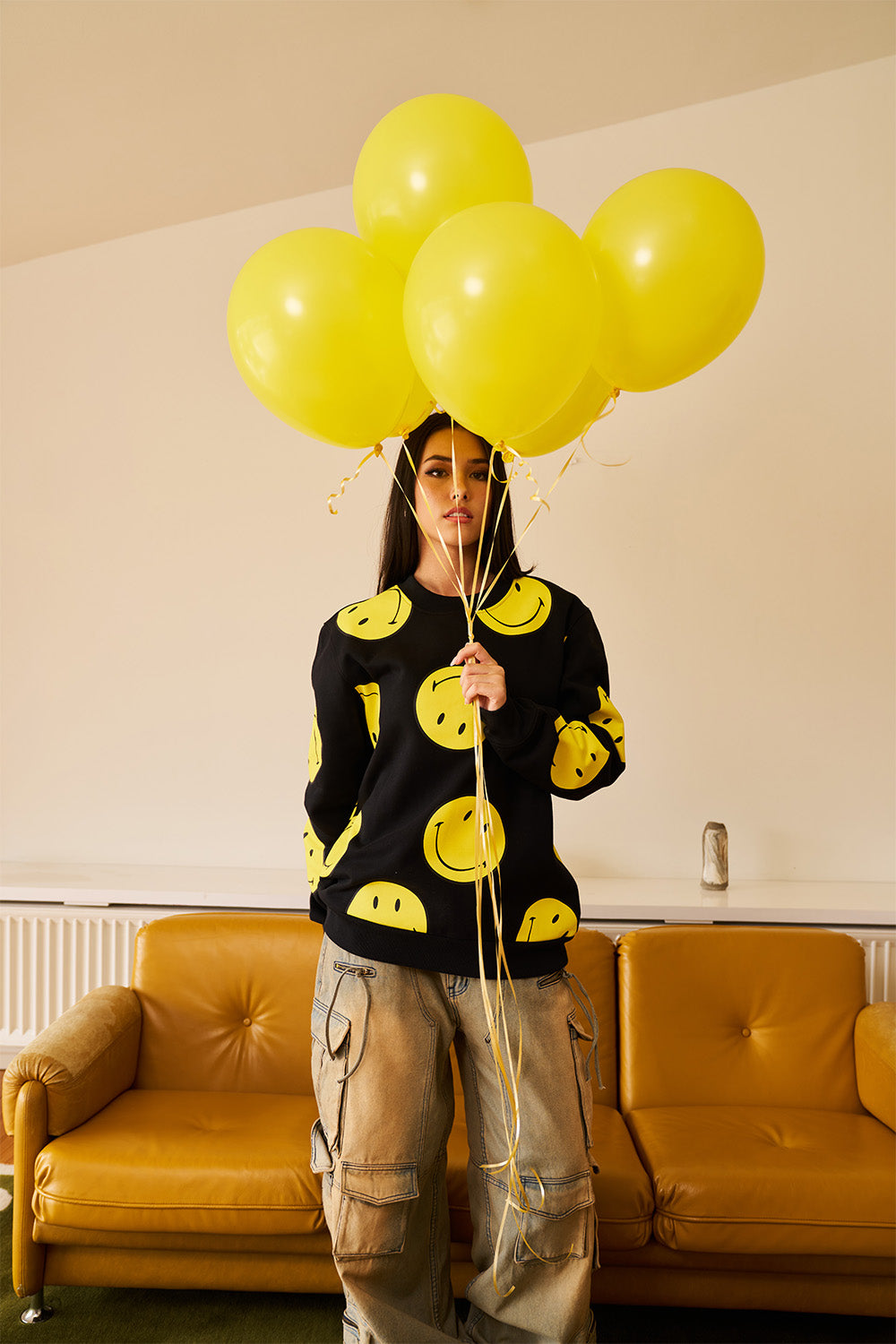 Black Smiley Originals All Over Sweatshirt - BonkersCorner