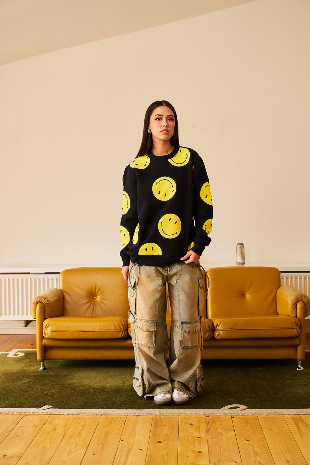 Black Smiley Originals All Over Sweatshirt - BonkersCorner