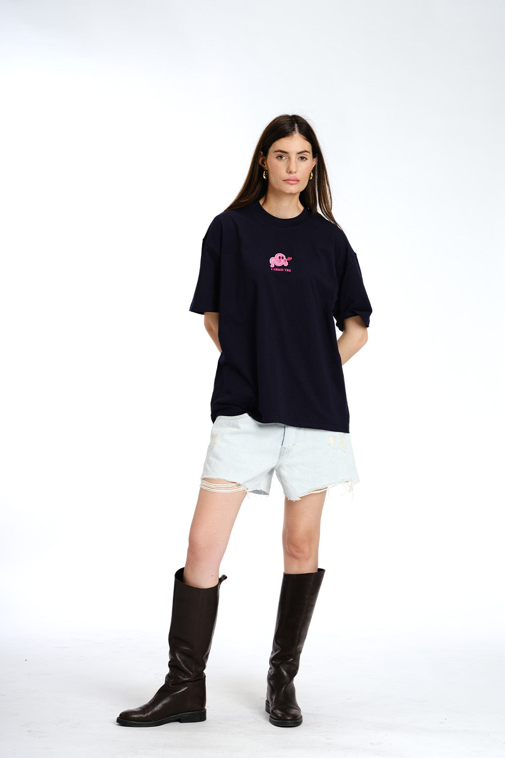 I Ghost You Embroidered Premium Oversized T-shirt - BonkersCorner