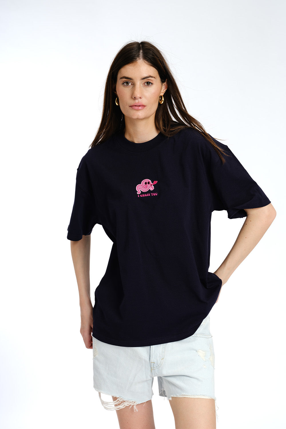 I Ghost You Embroidered Premium Oversized T-shirt - BonkersCorner