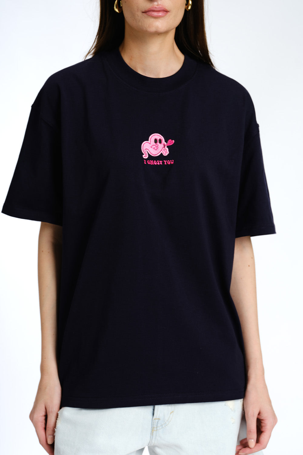 I Ghost You Embroidered Premium Oversized T-shirt - BonkersCorner