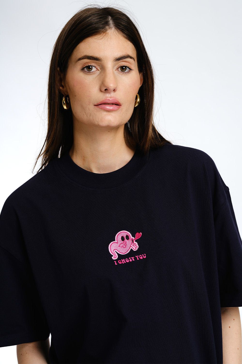 I Ghost You Embroidered Premium Oversized T-shirt - BonkersCorner