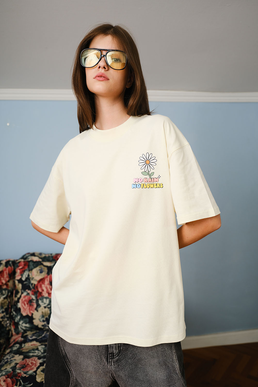 No Rain No Flower Oversized T-shirt - BonkersCorner