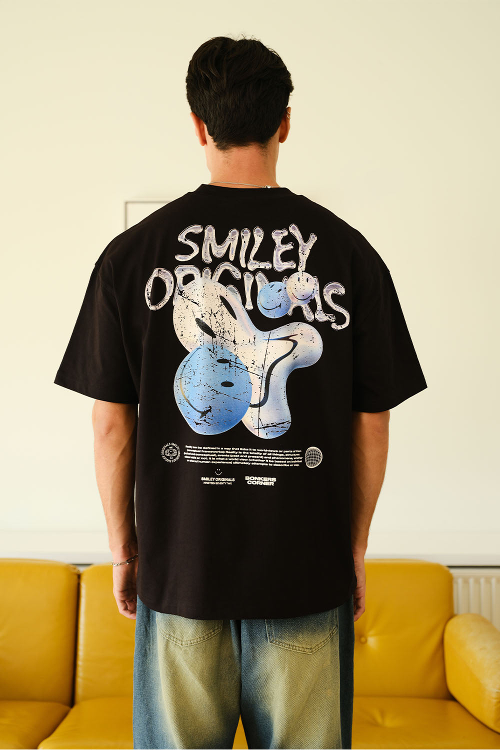 Smiley Originals Spray Paint Effect Oversized T-shirt - BonkersCorner