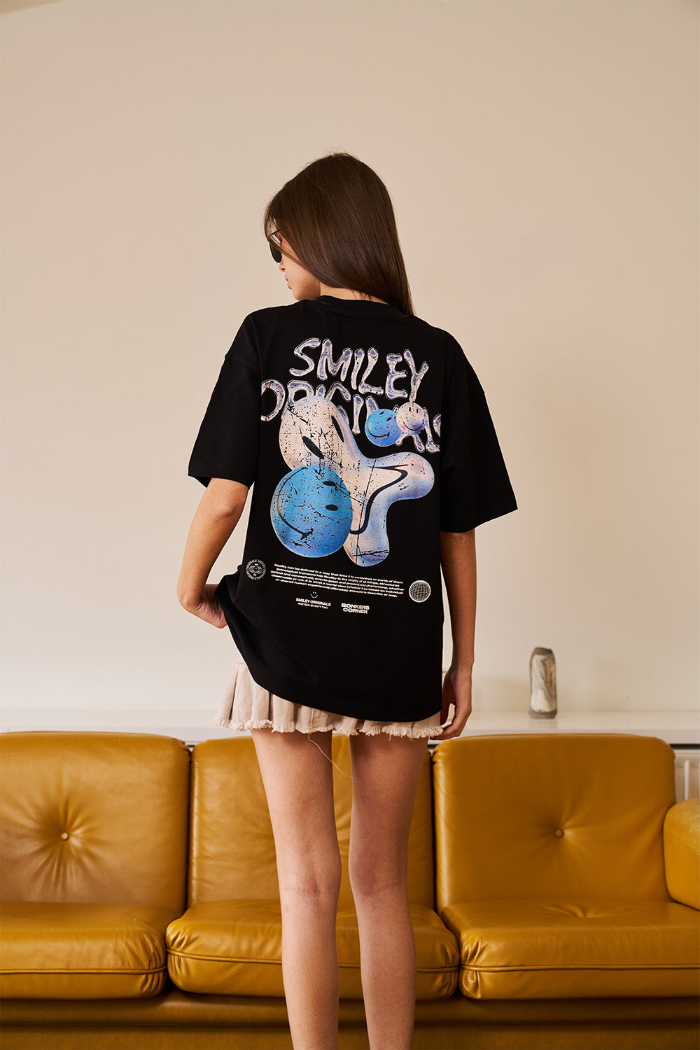 Smiley Originals Spray Paint Effect Oversized T-shirt - BonkersCorner