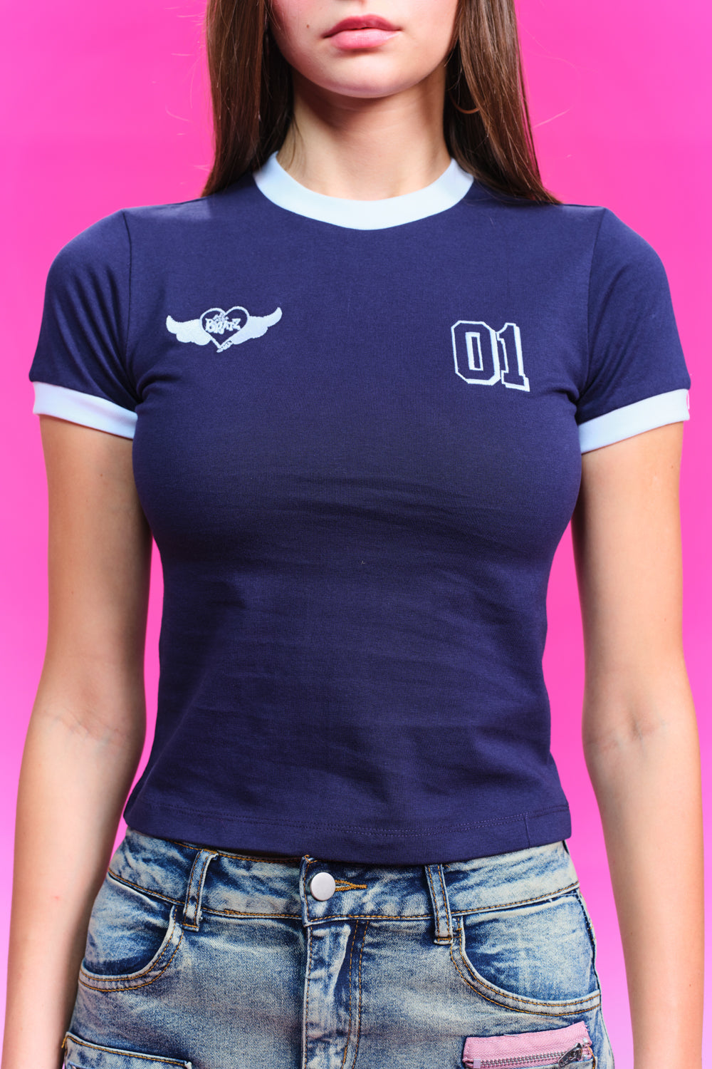 Wings On Heart Ringer T-shirt - BonkersCorner