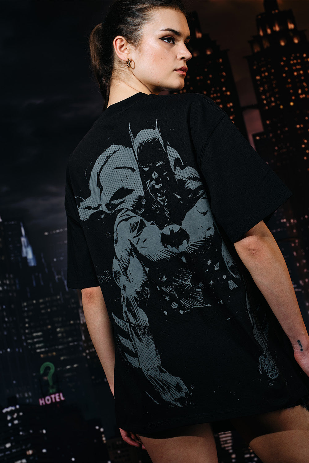 Batman Rage Embroidered Oversized T-shirt - BonkersCorner