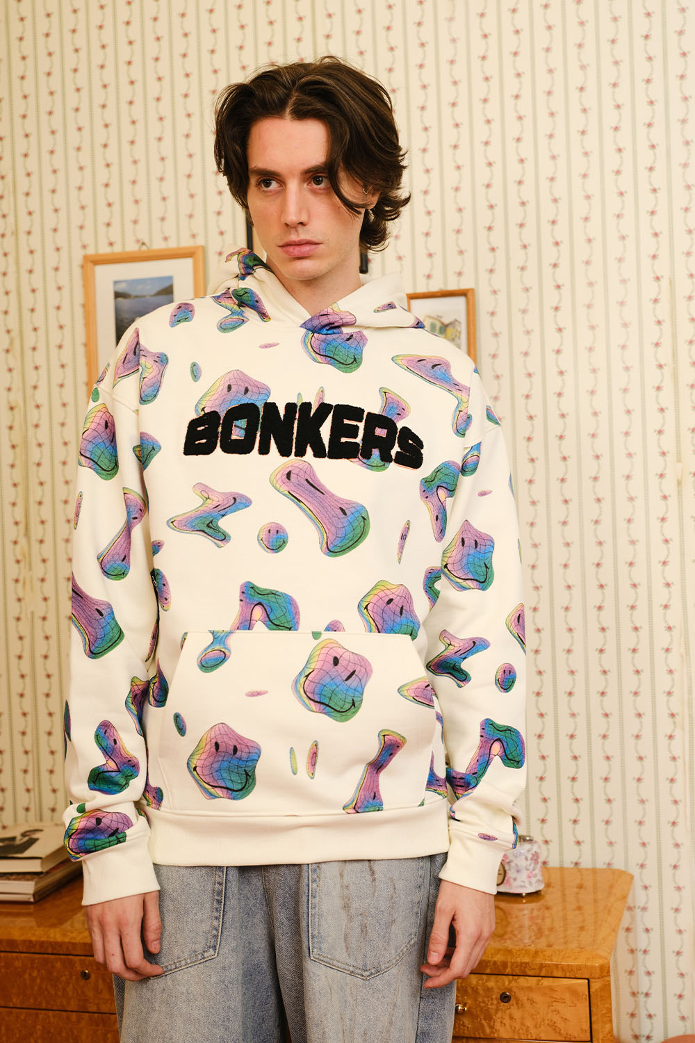 Beige Smiley Originals Hoodie - BonkersCorner