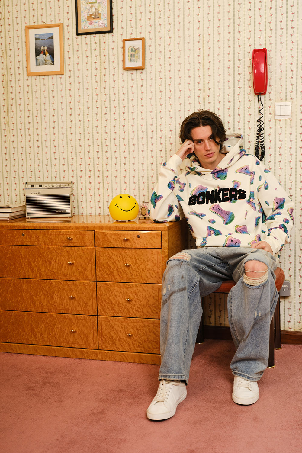 Beige Smiley Originals Hoodie - BonkersCorner