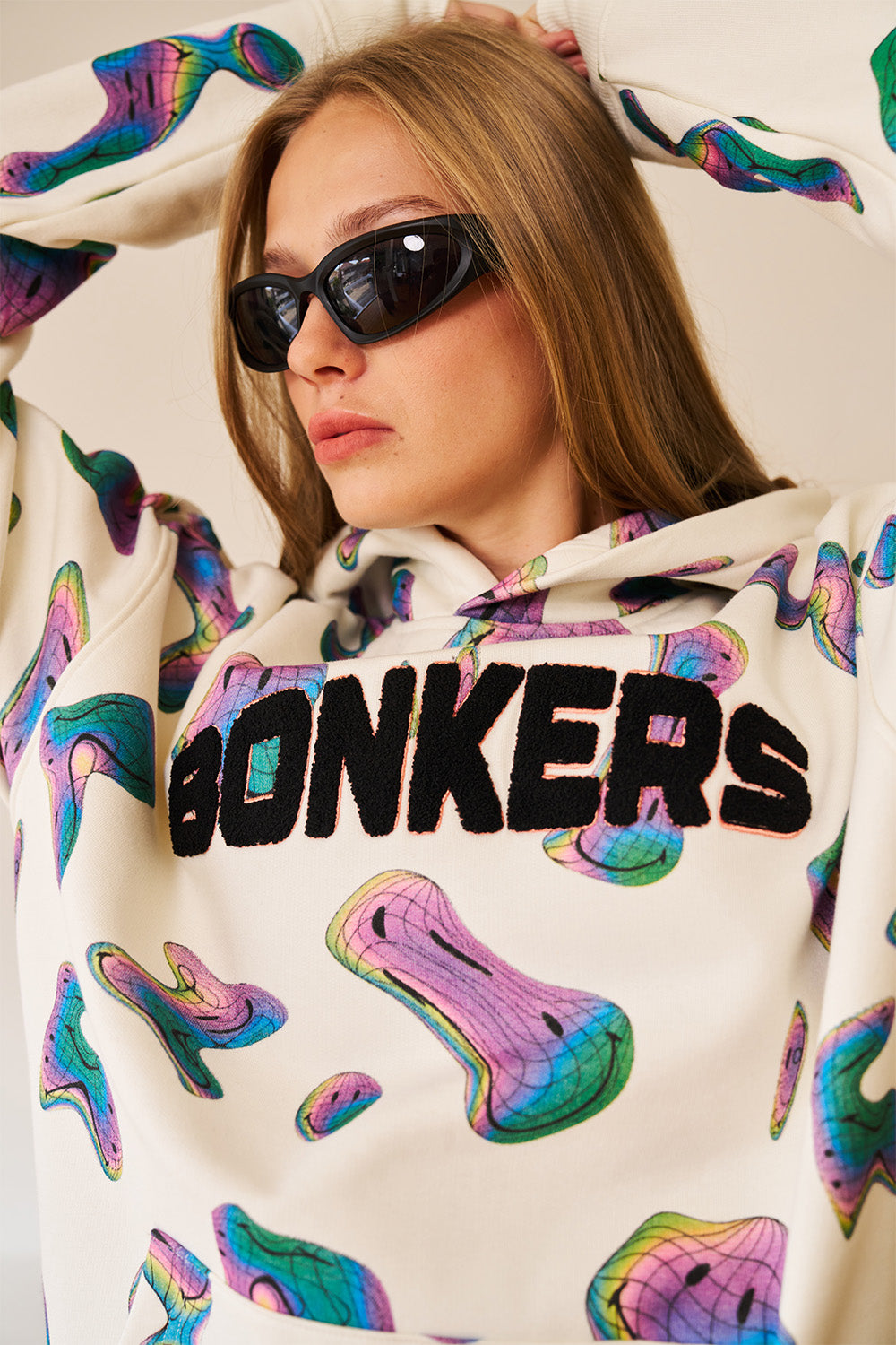 Beige Smiley Originals Hoodie - BonkersCorner